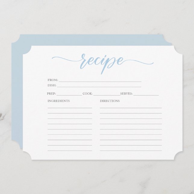 Elegant Flower Tea Bridal Brunch Recipe For Bride  Invitation (Front/Back)