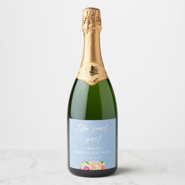 Elegant Flower Tea Bridal Brunch Sparkling Wine La Label (Front)