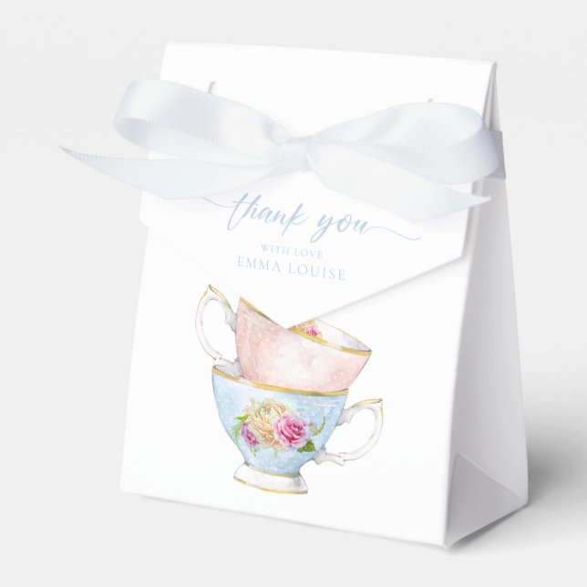 Elegant Flower Tea For Two Brunch Thank You Favour Box (Front Side)
