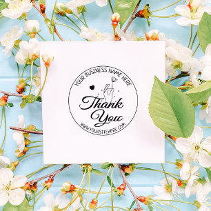 Elegant Flower Thank You Rubber Stamp