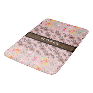 Elegant Flower Watercolor Customise Bath Mat