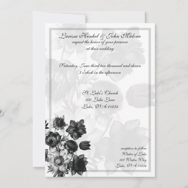 Elegant Flower Wedding Invitations (Front)