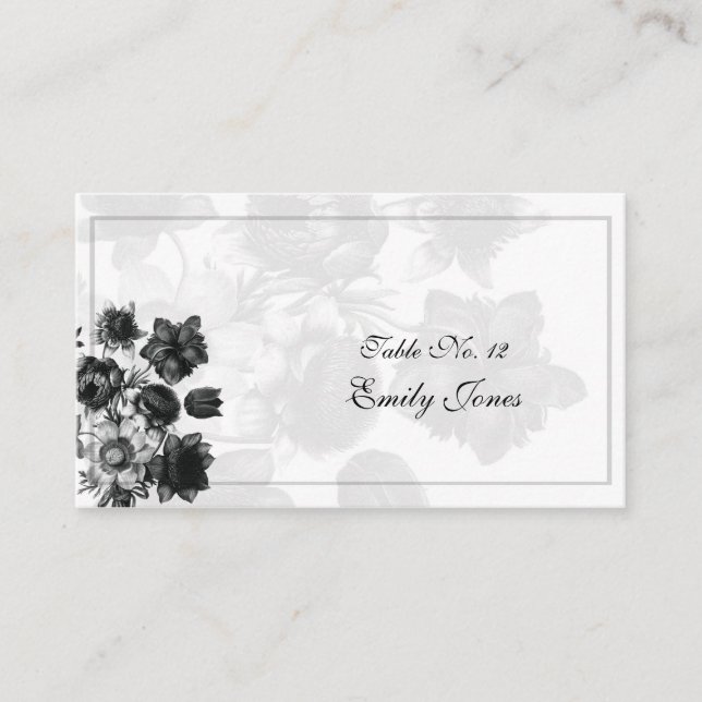 Elegant Flower Wedding Table Placement Cards (Front)