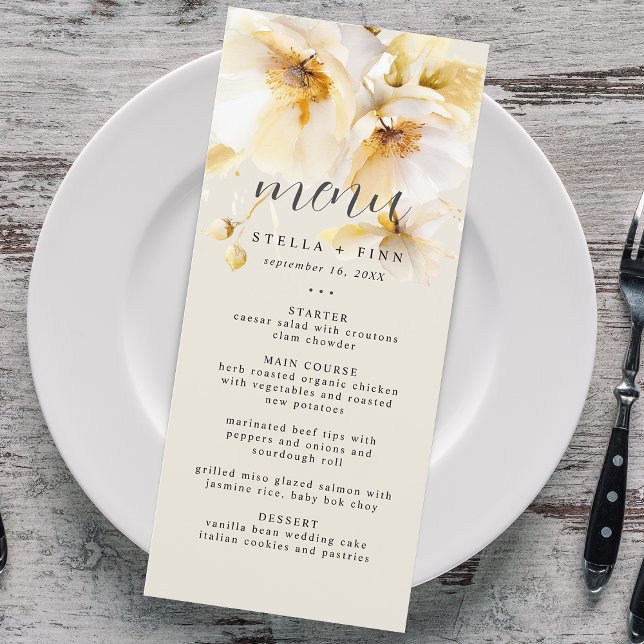 Elegant Flower White Gold Wedding Sand Menu (Elegant Flower White Gold Wedding Sand Menu)