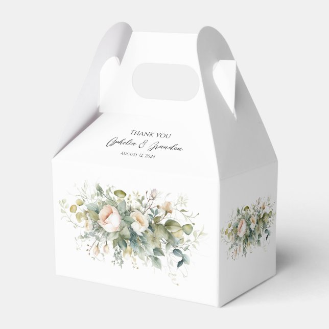 Elegant flowers and greenery favour box (Front Side)