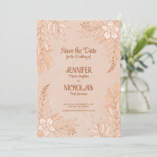 Elegant Flowers And Leaves Ornaments for Wedding Invitation