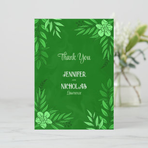 Elegant Flowers And Leaves Ornaments for Wedding Thank You Card