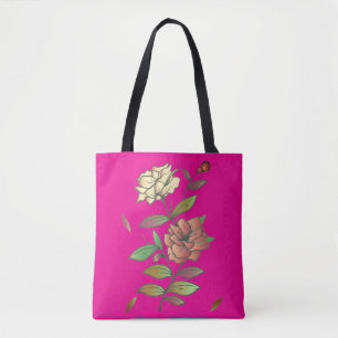 Elegant flowers and leaves. tote bag