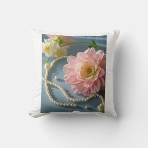 Elegant flowers and pearls  cushion