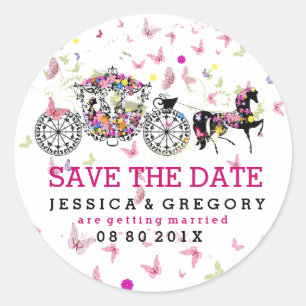 Elegant Flowers And Wedding Horse & Carriage Classic Round Sticker