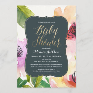Elegant Flowers Baby Shower Invitation