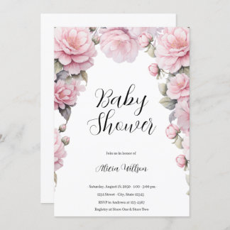 Elegant Flowers Baby Shower Invitation