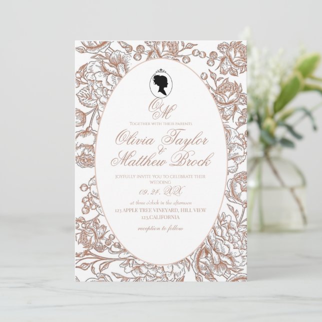 Elegant Flowers Bridgerton Wedding  Invitation (Standing Front)