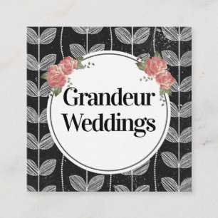 Elegant Flowers Chalk Vine Doodles Square Business Card