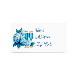 Elegant flowers champagne Wedding customisable Label
