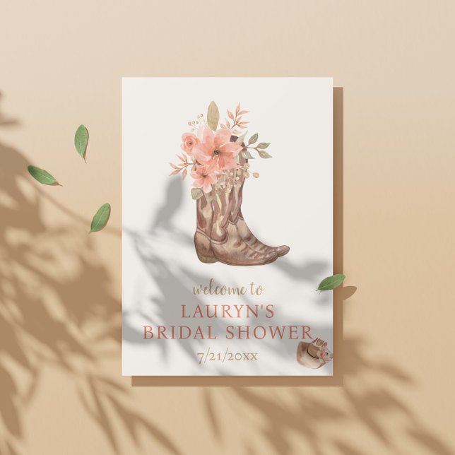 Elegant Flowers Cowgirl Bridal Shower Welcome Poster (Elegant Flowers Cowgirl Bridal Shower Welcome Poster)