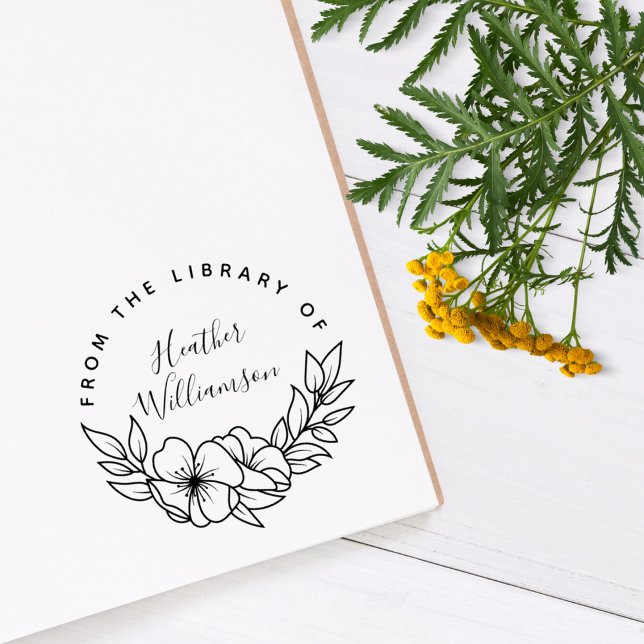 Elegant Flowers Custom From The Library Of Book Rubber Stamp (Creator Uploaded)