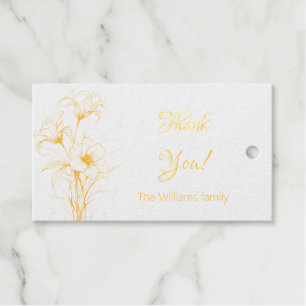 Elegant Flowers drawing gold Thank You Gift Tags