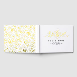 Elegant Flowers Drawing Wedding Guest Book