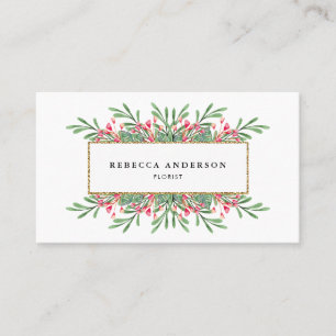 Elegant Flowers Faux Gold Glitter Florist Business Card