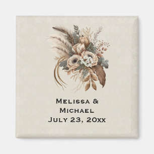 Elegant Flowers Foliage and Feathers Magnet