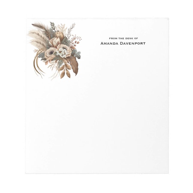 Elegant Flowers Foliage and Feathers Notepad (Front)