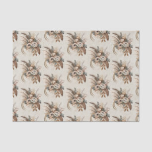 Elegant Flowers Foliage and Feathers Pattern Tissue Paper