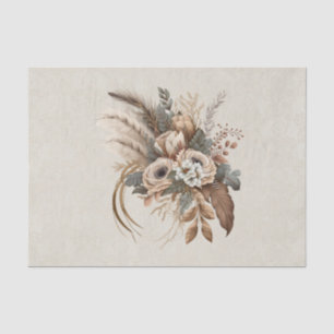 Elegant Flowers Foliage and Feathers Tissue Paper