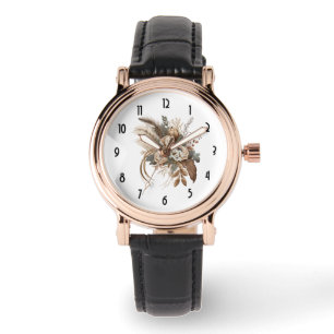 Elegant Flowers Foliage and Feathers Watch