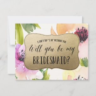 Elegant Flowers Gold   Bridesmaid Invitation