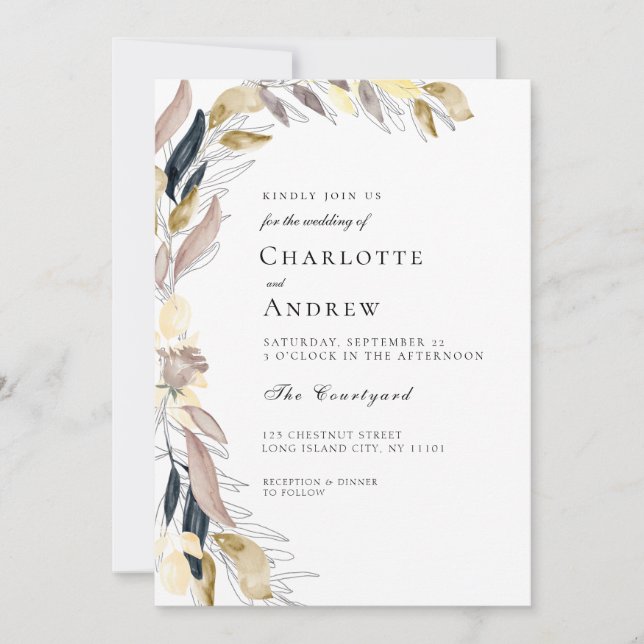 Elegant flowers Invitation (Front)