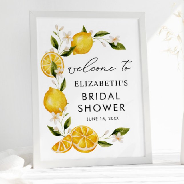 Elegant Flowers Lemon Bridal Shower Poster (Creator Uploaded)