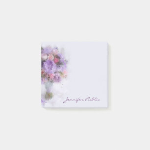Elegant Flowers Oil Painting Hand Script Template Post-it Notes