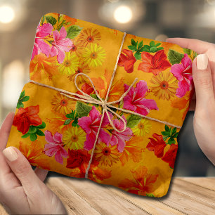 Elegant Flowers on Orange Tissue Paper