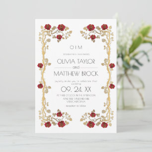 Elegant Flowers Ornate Rose Wedding Invitation