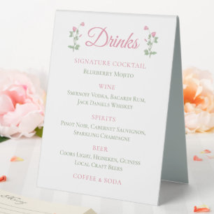 Elegant Flowers Pink Floral Wedding Bar Drinks
