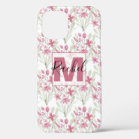 Elegant Flowers Pink Sage Green Watercolor Floral