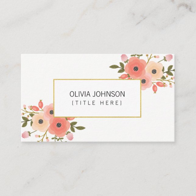 Elegant Flowers Professional Business Cards (Front)