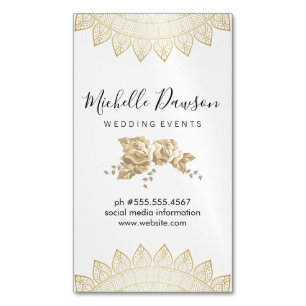 Elegant Flowers / Speckled Chalk / Night Lights Magnetic Business Card