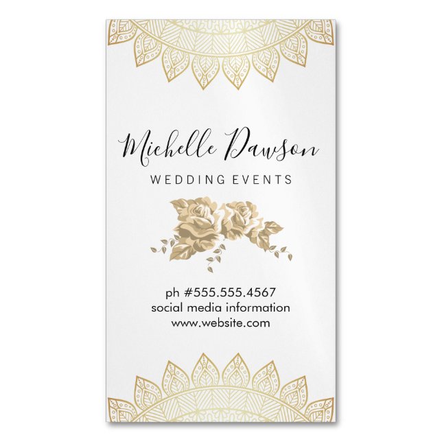 Elegant Flowers / Speckled Chalk / Night Lights Magnetic Business Card (Front Vertical)
