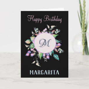 Elegant Flowers Watercolor Personalize Birthday Card