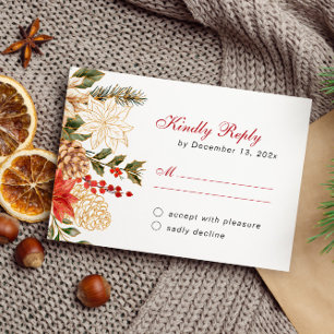 Elegant Flowers Winter Wedding RSVP Card