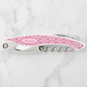 Elegant Flowery Pink and Red Damask Corkscrew