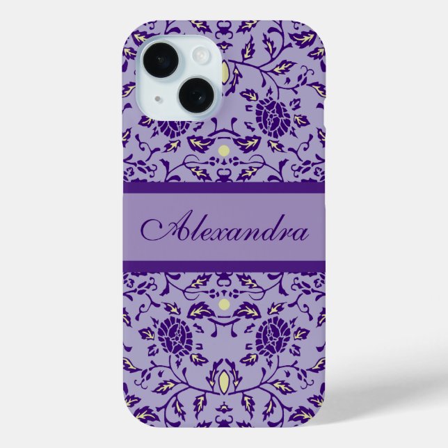 Elegant Flowery Purple Damask Case-Mate iPhone Case (Back)