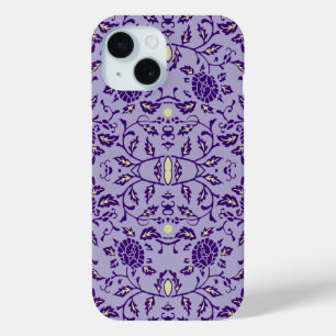 Elegant Flowery Purple Damask iPhone 15 Case