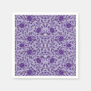 Elegant Flowery Purple Damask Napkin