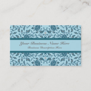 Elegant Flowery Teal Damask Business Card