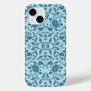 Elegant Flowery Teal Damask iPhone 15 Case