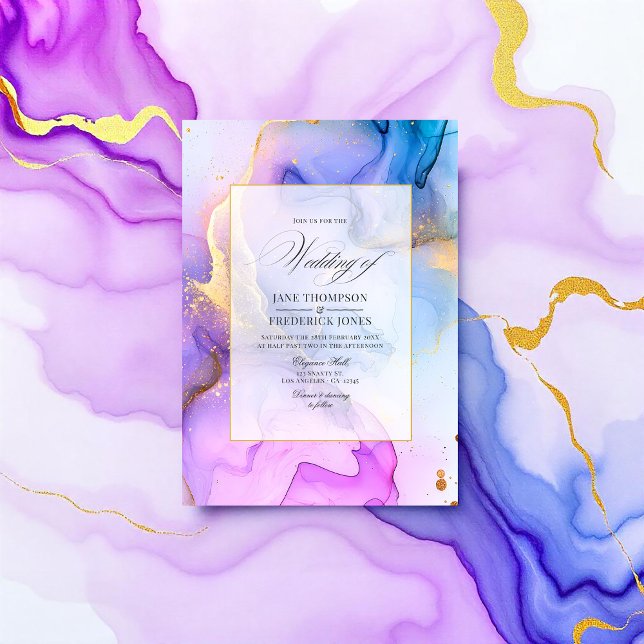 Elegant Flowing Alcohol Ink Wedding Invitation (Elegant Flowing Alcohol Ink Wedding Invitation)