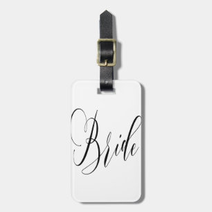 ELEGANT FLOWING BLACK SCRIPT BRIDE DESIGN LUGGAGE TAG